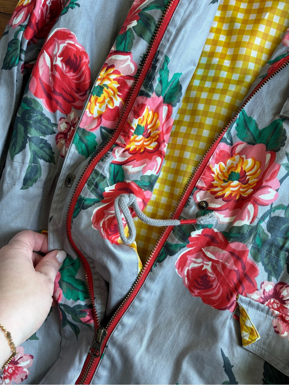 Matilda Jane Floral Rain Coat with Yellow Gingham Lining - Picture 6 of 9